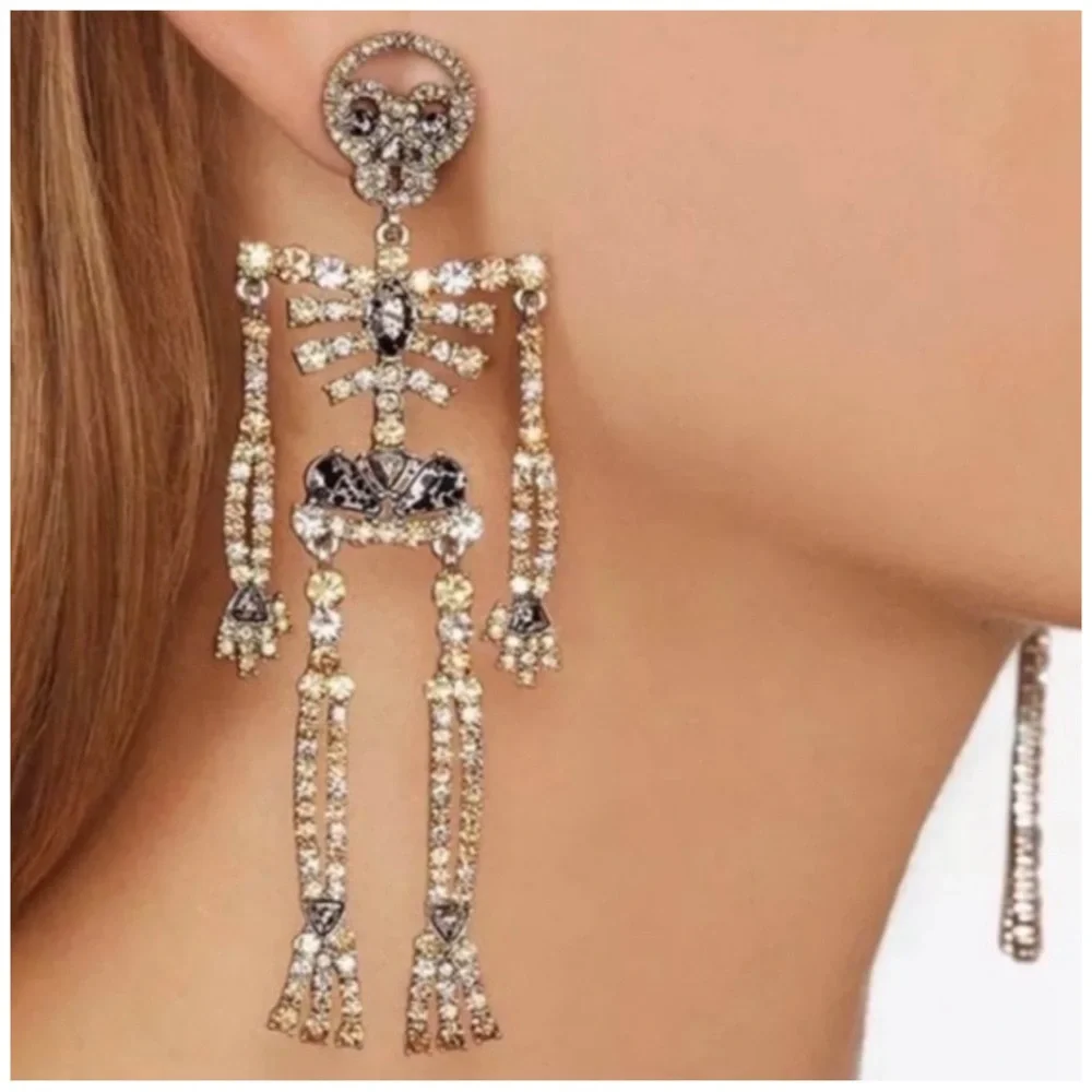 BAUBLEBAR • Halloween Bones Skeleton Crystal Statement Earrings - Picture 3 of 6